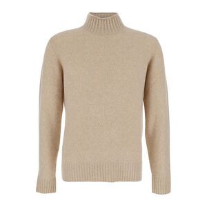 Kangra Men Beige Turtle Neck Sweater In Wool Man